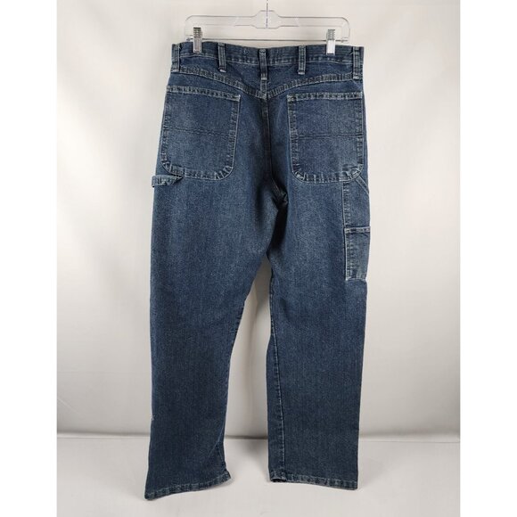 Wrangler Jeans Mens 34x32 Blue Authentics Carpenter Straight Leg Denim - Picture 7 of 11
